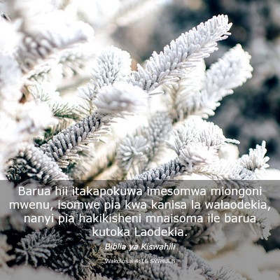 Picture 03 - Wakolosai 4:16 SWHULB - Barua hii itakapokuwa imesomwa miongoni mwenu, - Bible Verse Picture