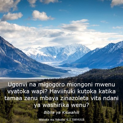 Picture 03 - Waraka wa Yakobo 4:1 SWHULB - Ugonvi na migogoro miongoni mwenu vyatoka wapi? - Bible Verse Picture