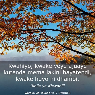 Picture 03 - Waraka wa Yakobo 4:17 SWHULB - Kwahiyo, kwake yeye ajuaye kutenda mema lakini - Bible Verse Picture
