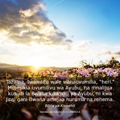 Picture 03 - Waraka wa Yakobo 5:11 SWHULB - Tazama, twawaita wale wanaovumilia, “heri.” - Bible Verse Picture
