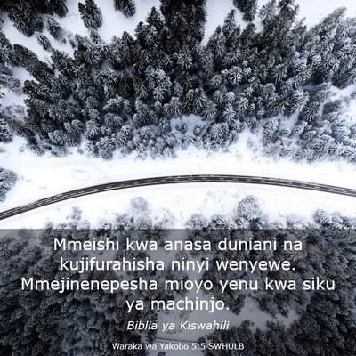 Picture 03 - Waraka wa Yakobo 5:5 SWHULB - Mmeishi kwa anasa duniani na kujifurahisha ninyi - Bible Verse Picture
