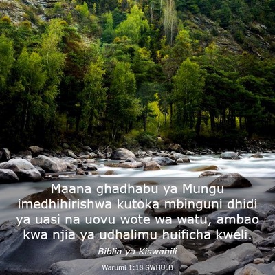 Picture 03 - Warumi 1:18 SWHULB - Maana ghadhabu ya Mungu imedhihirishwa kutoka - Bible Verse Picture