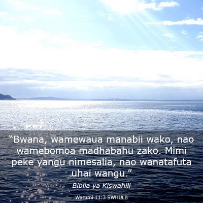 Picture 03 - Warumi 11:3 SWHULB - “Bwana, wamewaua manabii wako, nao wamebomoa - Bible Verse Picture