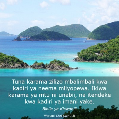 Picture 03 - Warumi 12:6 SWHULB - Tuna karama zilizo mbalimbali kwa kadiri ya neema - Bible Verse Picture
