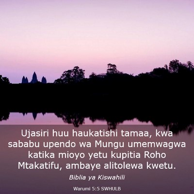 Picture 03 - Warumi 5:5 SWHULB - Ujasiri huu haukatishi tamaa, kwa sababu upendo - Bible Verse Picture