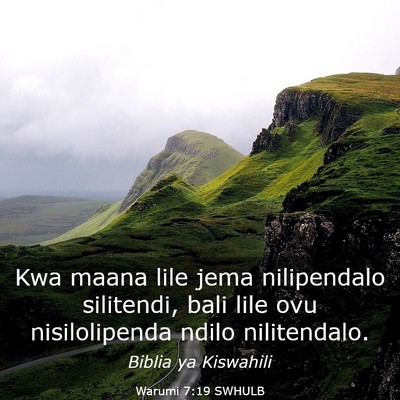 Picture 03 - Warumi 7:19 SWHULB - Kwa maana lile jema nilipendalo silitendi, bali - Bible Verse Picture