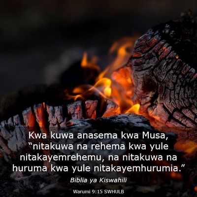 Picture 03 - Warumi 9:15 SWHULB - Kwa kuwa anasema kwa Musa, “nitakuwa na rehema - Bible Verse Picture