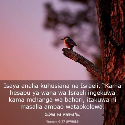 Picture 03 - Warumi 9:27 SWHULB - Isaya analia kuhusiana na Israeli, “Kama hesabu - Bible Verse Picture