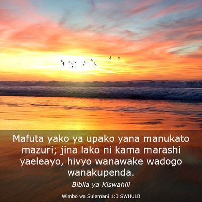 Picture 03 - Wimbo wa Sulemani 1:3 SWHULB - Mafuta yako ya upako yana manukato mazuri; jina - Bible Verse Picture