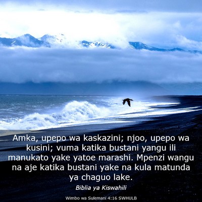 Picture 03 - Wimbo wa Sulemani 4:16 SWHULB - Amka, upepo wa kaskazini; njoo, upepo wa kusini; - Bible Verse Picture