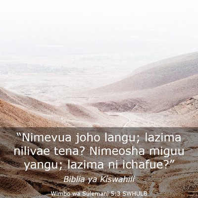 Picture 03 - Wimbo wa Sulemani 5:3 SWHULB - “Nimevua joho langu; lazima nilivae tena? - Bible Verse Picture