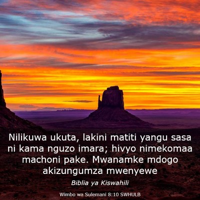 Picture 03 - Wimbo wa Sulemani 8:10 SWHULB - Nilikuwa ukuta, lakini matiti yangu sasa ni kama - Bible Verse Picture