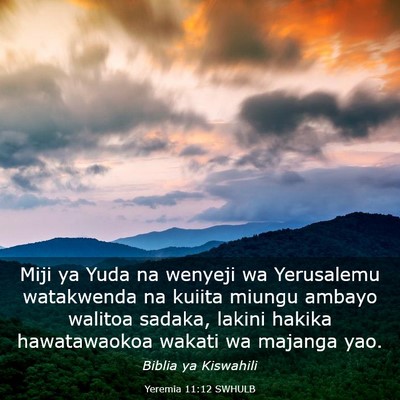 Picture 03 - Yeremia 11:12 SWHULB - Miji ya Yuda na wenyeji wa Yerusalemu watakwenda - Bible Verse Picture