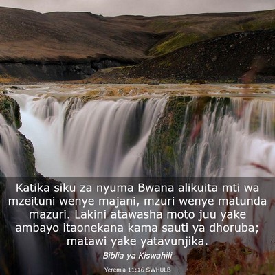 Picture 03 - Yeremia 11:16 SWHULB - Katika siku za nyuma Bwana alikuita mti wa - Bible Verse Picture