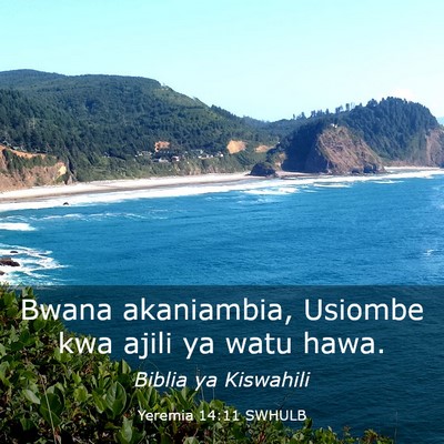 Picture 03 - Yeremia 14:11 SWHULB - Bwana akaniambia, Usiombe kwa ajili ya watu - Bible Verse Picture