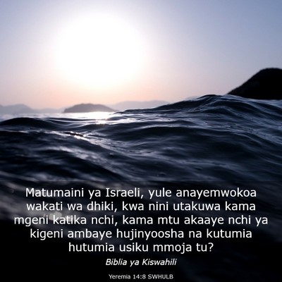 Picture 03 - Yeremia 14:8 SWHULB - Matumaini ya Israeli, yule anayemwokoa wakati wa - Bible Verse Picture
