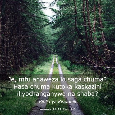 Picture 03 - Yeremia 15:12 SWHULB - Je, mtu anaweza kusaga chuma? Hasa chuma kutoka - Bible Verse Picture