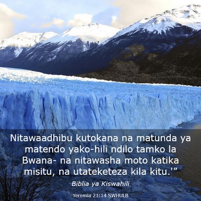 Picture 03 - Yeremia 21:14 SWHULB - Nitawaadhibu kutokana na matunda ya matendo - Bible Verse Picture