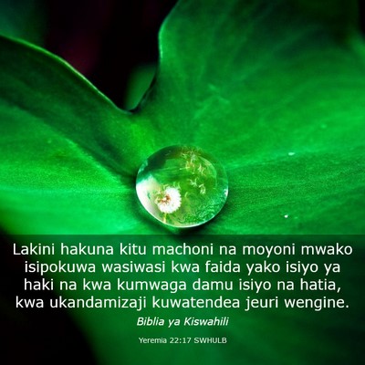 Picture 03 - Yeremia 22:17 SWHULB - Lakini hakuna kitu machoni na moyoni mwako - Bible Verse Picture