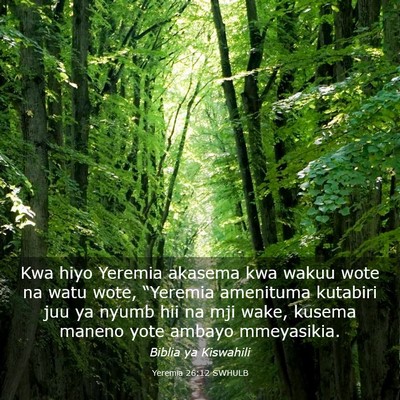 Picture 03 - Yeremia 26:12 SWHULB - Kwa hiyo Yeremia akasema kwa wakuu wote na watu - Bible Verse Picture
