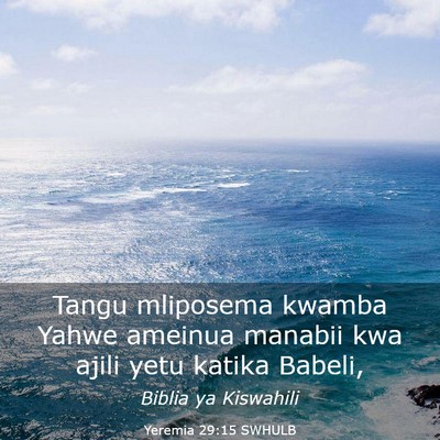 Picture 03 - Yeremia 29:15 SWHULB - Tangu mliposema kwamba Yahwe ameinua manabii kwa - Bible Verse Picture