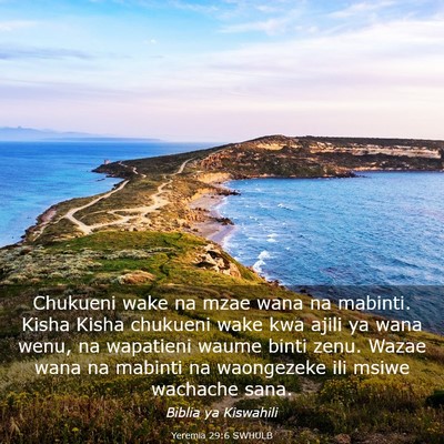 Picture 03 - Yeremia 29:6 SWHULB - Chukueni wake na mzae wana na mabinti. Kisha - Bible Verse Picture