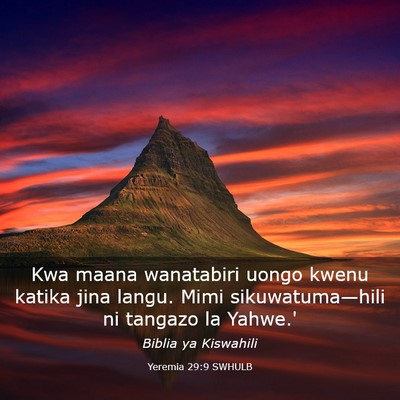 Picture 03 - Yeremia 29:9 SWHULB - Kwa maana wanatabiri uongo kwenu katika jina - Bible Verse Picture
