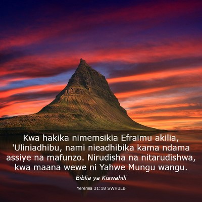 Picture 03 - Yeremia 31:18 SWHULB - Kwa hakika nimemsikia Efraimu akilia, - Bible Verse Picture