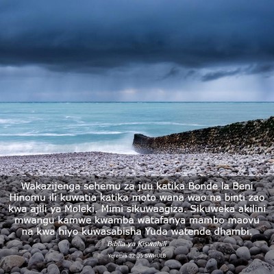 Picture 03 - Yeremia 32:35 SWHULB - Wakazijenga sehemu za juu katika Bonde la Beni - Bible Verse Picture