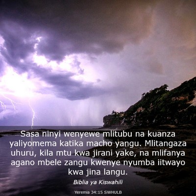 Picture 03 - Yeremia 34:15 SWHULB - Sasa ninyi wenyewe mlitubu na kuanza yaliyomema - Bible Verse Picture