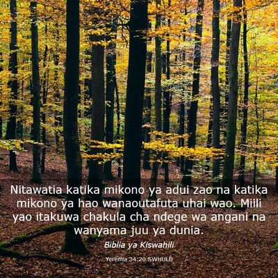 Picture 03 - Yeremia 34:20 SWHULB - Nitawatia katika mikono ya adui zao na katika - Bible Verse Picture