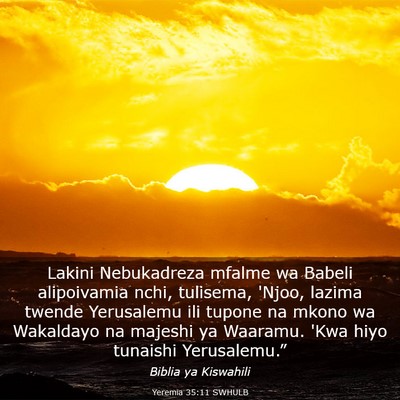Picture 03 - Yeremia 35:11 SWHULB - Lakini Nebukadreza mfalme wa Babeli alipoivamia - Bible Verse Picture