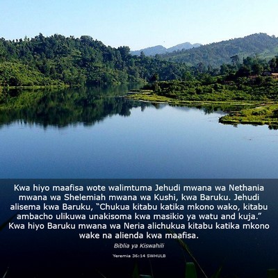 Picture 03 - Yeremia 36:14 SWHULB - Kwa hiyo maafisa wote walimtuma Jehudi mwana wa - Bible Verse Picture
