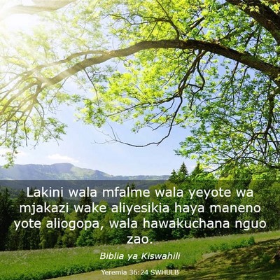 Picture 03 - Yeremia 36:24 SWHULB - Lakini wala mfalme wala yeyote wa mjakazi wake - Bible Verse Picture