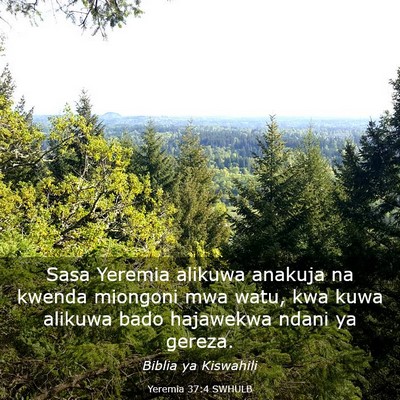 Picture 03 - Yeremia 37:4 SWHULB - Sasa Yeremia alikuwa anakuja na kwenda miongoni - Bible Verse Picture