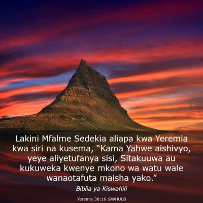 Picture 03 - Yeremia 38:16 SWHULB - Lakini Mfalme Sedekia aliapa kwa Yeremia kwa siri - Bible Verse Picture