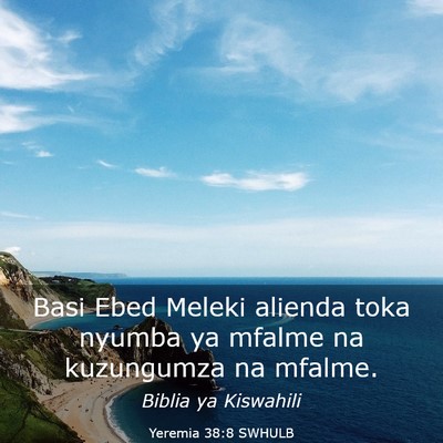Picture 03 - Yeremia 38:8 SWHULB - Basi Ebed Meleki alienda toka nyumba ya mfalme na - Bible Verse Picture
