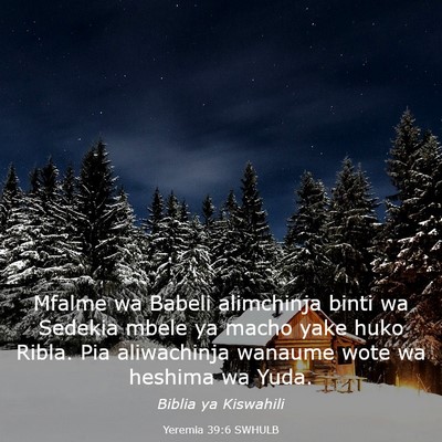 Picture 03 - Yeremia 39:6 SWHULB - Mfalme wa Babeli alimchinja binti wa Sedekia - Bible Verse Picture