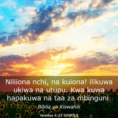 Picture 03 - Yeremia 4:23 SWHULB - Niliiona nchi, na kuiona! ilikuwa ukiwa na utupu. - Bible Verse Picture