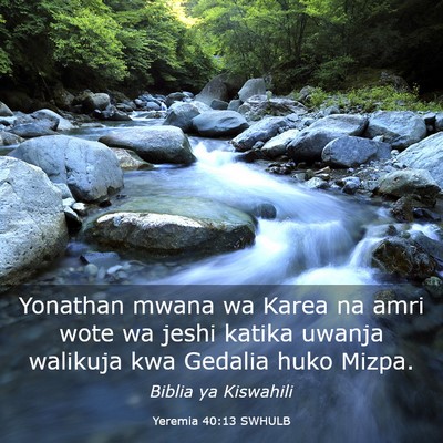 Picture 03 - Yeremia 40:13 SWHULB - Yonathan mwana wa Karea na amri wote wa jeshi - Bible Verse Picture