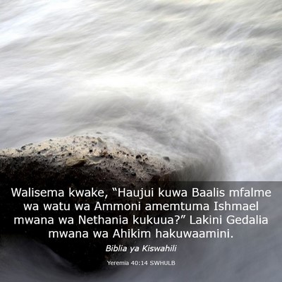 Picture 03 - Yeremia 40:14 SWHULB - Walisema kwake, “Haujui kuwa Baalis mfalme wa - Bible Verse Picture