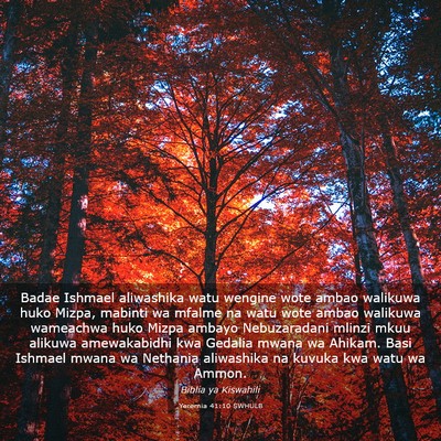 Picture 03 - Yeremia 41:10 SWHULB - Badae Ishmael aliwashika watu wengine wote ambao - Bible Verse Picture