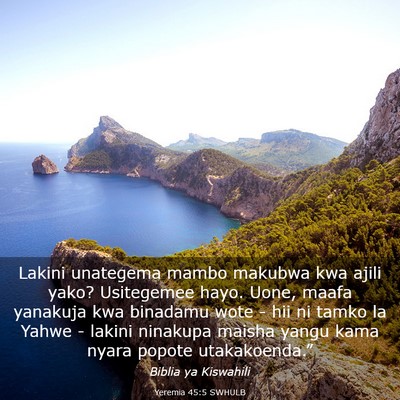 Picture 03 - Yeremia 45:5 SWHULB - Lakini unategema mambo makubwa kwa ajili yako? - Bible Verse Picture