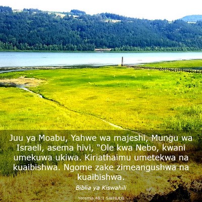 Picture 03 - Yeremia 48:1 SWHULB - Juu ya Moabu, Yahwe wa majeshi, Mungu wa Israeli, - Bible Verse Picture