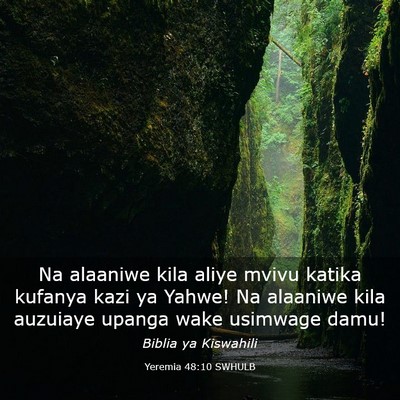 Picture 03 - Yeremia 48:10 SWHULB - Na alaaniwe kila aliye mvivu katika kufanya kazi - Bible Verse Picture