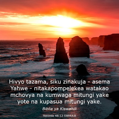 Picture 03 - Yeremia 48:12 SWHULB - Hivyo tazama, siku zinakuja - asema Yahwe - - Bible Verse Picture