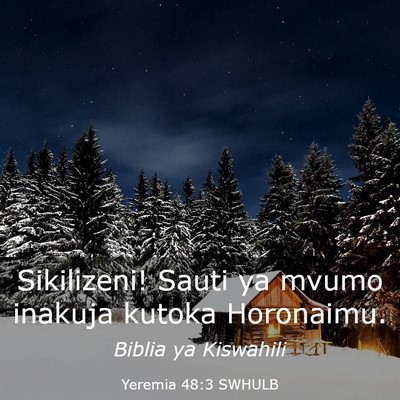 Picture 03 - Yeremia 48:3 SWHULB - Sikilizeni! Sauti ya mvumo inakuja kutoka - Bible Verse Picture