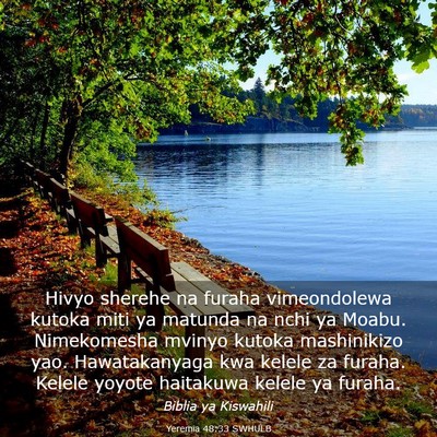 Picture 03 - Yeremia 48:33 SWHULB - Hivyo sherehe na furaha vimeondolewa kutoka miti - Bible Verse Picture