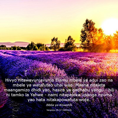 Picture 03 - Yeremia 49:37 SWHULB - Hivyo nitawavunjavunja Elamu mbele ya adui zao na - Bible Verse Picture