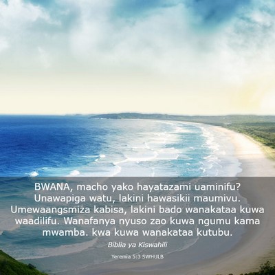 Picture 03 - Yeremia 5:3 SWHULB - BWANA, macho yako hayatazami uaminifu? Unawapiga - Bible Verse Picture
